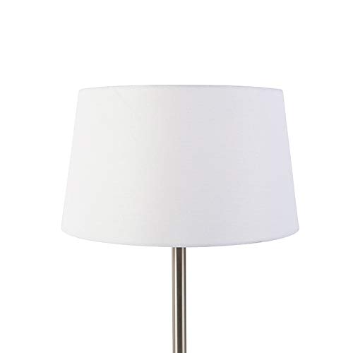 Qazqa Modern Tischleuchte mit Schirm, Tischlampe - Simplo - Weiß, Rund, max. 60W, Geeignet für LED, 52.5cm, Ideal als Schlafzimmerlampe und Wohnzimmerlampe