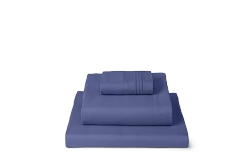 Image of Mellanni Twin Sheets Set - 3 PC Iconic Collection Bedding | Hotel Luxury, Extra Soft, Cooling Bed Sheets - Wrinkle, Fade, Stain Resistant (Twin, Blue Nova)