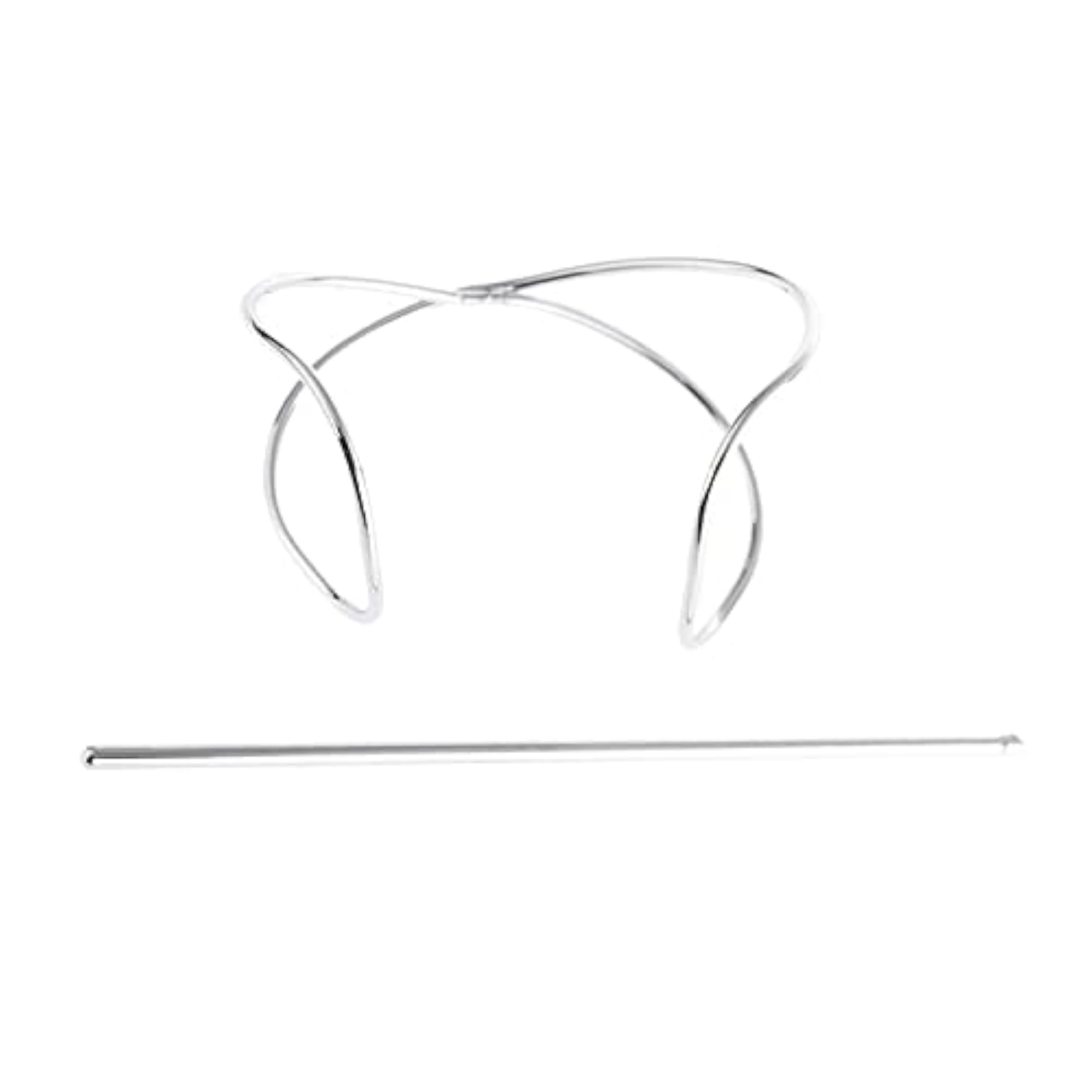 Women's Boho Silver Hairpin Stick Clip, Elegant Bun Holder