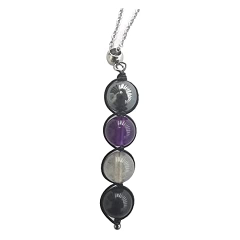 LFaize (Gunmetal) Negative energy protection crystal necklace,Empath protection necklace,Hematite, Amethyst, Labradorite, Black tourmaline Cover