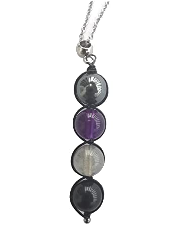 (Gunmetal) Negative energy protection crystal necklace,Empath protection necklace,Hematite, Amethyst, Labradorite, Black tourmaline