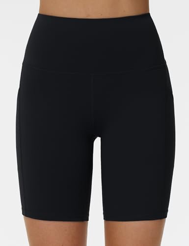 THE GYM PEOPLE Women's High Waist Workout Shorts Stretchy Tummy Control Yoga Biker Running Shorts with Pockets2