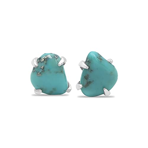 Boucles d'oreilles Starborn Raw Turquoise Gemstone Stud en argent sterling 925 (turquoise) – vue 2