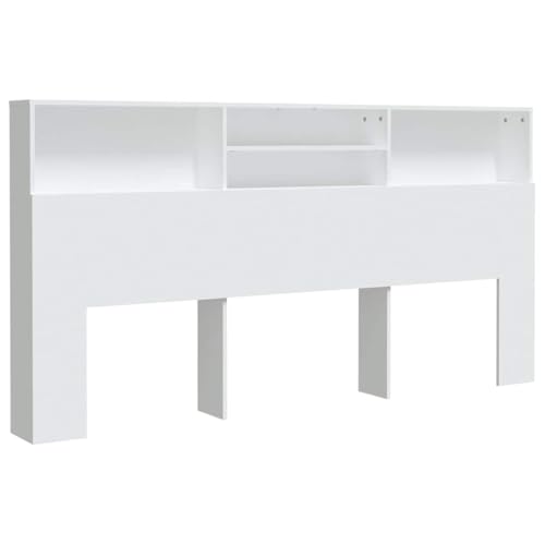 vidaXL Mueble Cabecero Armario de Cama con Almacenaje Pared Dormitorio Estantería Habitación Libros Decoraciones Blanco 200x19x103,5 cm