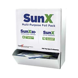 SunX SPF-30 Single-Use Sunscreen Lotion/Towelette Combo in Wallmount Dispenser, Box of 50
