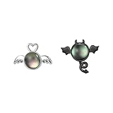 Yeaxxsqy Pendientes de circonita cúbica, Pendientes de ángel asimétricos, Plata de Ley 925 para Mujeres y niñas, joyería Elegante, 1 par