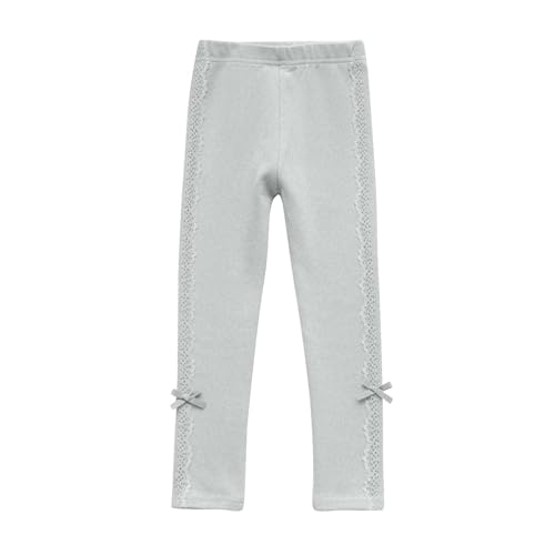 Girls Lace Patchwork Leggings Toddler Basic Comfy Soft Cotton Solid Color Elastic Waist Bowknot Pants for 2-10 Years