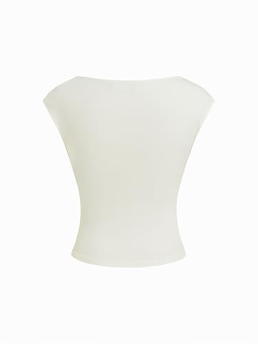 Image of CIDER Boat Neck Tops for Women Sleeveless Ruched Crop Tank Tops | Slim Fit, Trendy Summer Outfits, Casual Tee Shirt