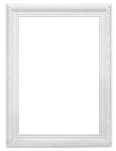 White 14" x 11" Ready to hang or stand Ornate Shabby Chic Picture/Photo/Poster frame with MDF backing board and High Clarity Styrene Shatterproof Perspex Sheet - FBA - oscp-2-wht-14-11