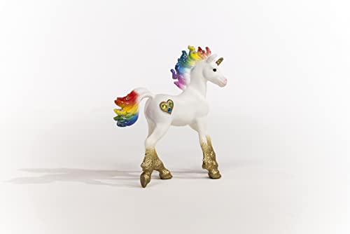 Image of Schleich Bayala - Rainbow Unicorn Foal Toy Figurine - Kids 5+ | 70727 | Unicorn Figurine, Fantasy Toy for Girls 5+, Magical Collectible, Screen-Free Imaginative Pretend Play, Fairy Animal Figure