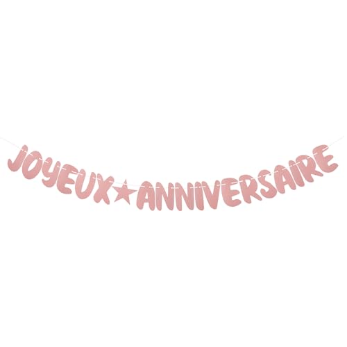 Halinuia Joyeux Anniversaire Rose Gold Glitter Bannière Banderole Pailleté Garland Bunting pour...