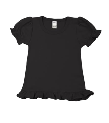Image of Monag Kids Toddler Girls Short Sleeve Ruffle Tshirt, Blank Girls Ruffle Top, Solid Ruffle Shirts