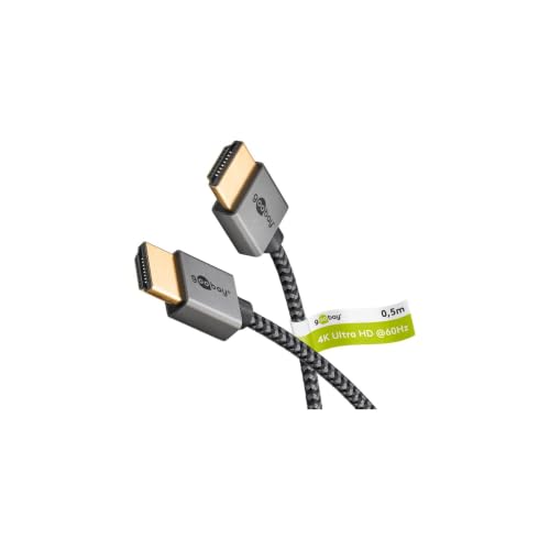 goobay Câble HDMI Slim High Speed avec Ethernet, 2 mètre / 4K (3840 x 2160) UHD @ 60hz avec jusqu'à 18 Gbit/s, transmission audio et vidéo pour par ex. PlayStation 5, Xbox ONE ou Fire TV, 75753