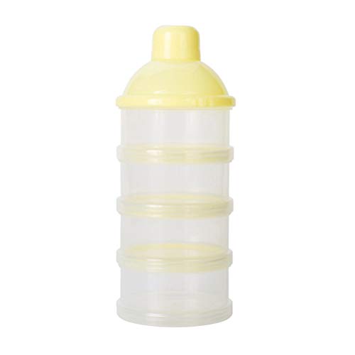 YeahiBaby 4 Layers Baby Milk Powder Formual Dispenser Twist Lock Non-Spill Stackable Container for Snacks, Nuts, Drinks and More (Yellow)