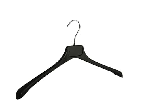 Cintre à vêtements, Robe, Manteau, Veste, Lot de 10 pièces, Plastique, Noir, Épaules Larges, Crochet tournant à 360°, 45 cm (MR45_00/10)