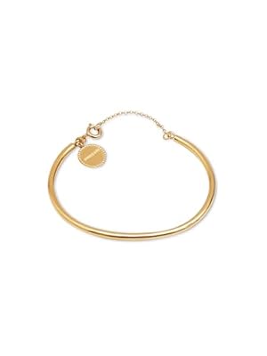 SINGULARU - Brazalete Line Chain. Acero con Acabado en Baño Oro de 18Kt. Pulsera con Estilo Minimalista y Forma Rígida. Joyas para Mujer