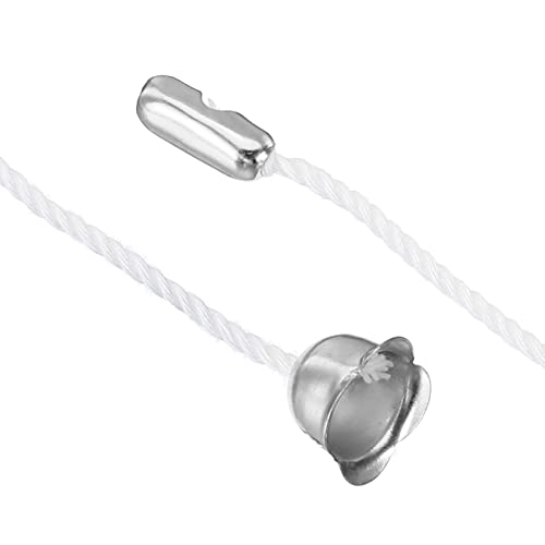 Image of MECCANIXITY Pull Cord for Ceiling Switch, Light Pull Cord String Ceiling Fan String with Connector Pull Chain Extension, White Silver, Pack of 10
