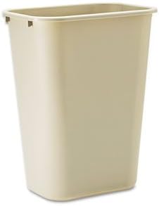 Papelera de plástico para escritorio, rectangular, 10.25 galones, beige, se vende por 1 unidad