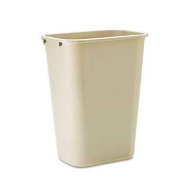 Deskside Plastic Wastebasket, Rectangular, 10.25gal, Beige, Sold as 1 Each