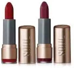 Combo de Batons Cremosos, Vermelho Paparazzi, Cabernet 2 Unidades de 3,7g, Alta Pigmentação, Acabamento Semi-Matte, Maquiagem Profissional