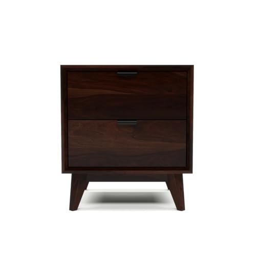 Image of Sheesham Wooden Bedside End Table Wooden NightStand Side Table for Living Room, Home | Solid Wood Bed Side End Table for Bedroom Lamp Table- in Walnut Finish