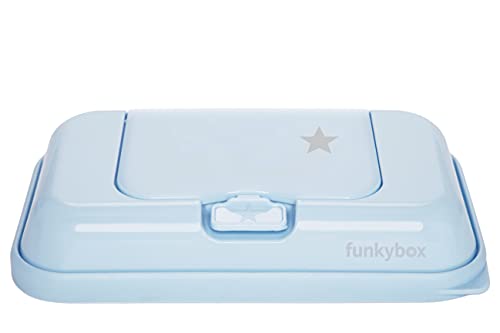 Caja de almacenamiento para toallitas húmedas, diseño bonito y función perfecta, unisex, frescura duradera y fácil de usar (To go, azul claro – estrella)