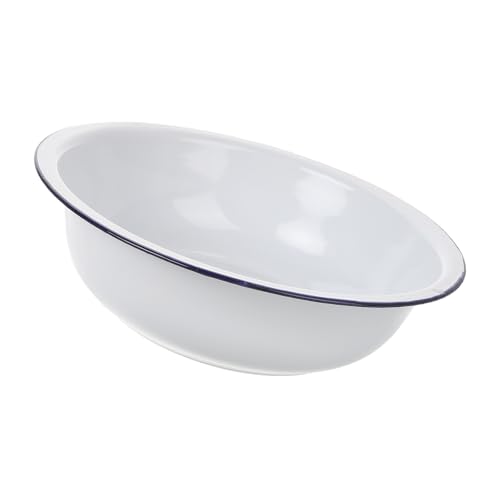 Tazón esmaltado para mezclar 30 cm blanco vintage miniatura 1