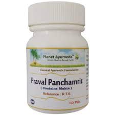 PLANET AYURVEDA PRAVAL PANCHAMRIT Each Bottle Contains 60 Pills in IT.