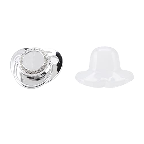 Chupete Bling con Clip de Cadena, Diseño Elegante, Material de Silicona Seguro para Bebés de 6 a 18 Meses (Plata M)