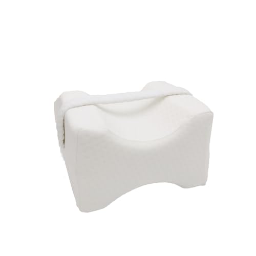 KIENG Knee Pillow for Sleeping on Side,Memory Foam Leg Pillow,Orthopedic Leg Cushion with Elastic Band and Removable Pillowcase,Relieve Back, Knee, Hip and Joint Pain, Sciatica(White)