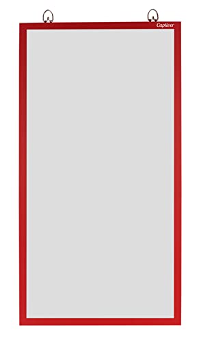 Image of Captiver Wooden Frameless Decorative Wall Hanging Rectangular Shape Mirrors (25X13 Inch Red) Home Living Room Bedroom Bathroom Washbasin Stickers Dressing Table 3D