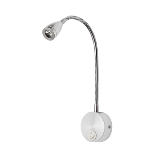 Hoement Lámpara LED de Pared Flexible con Cuello de Luz Blanca Fría para Lectura Dormitorio Diseño Moderno Plata Cepillada