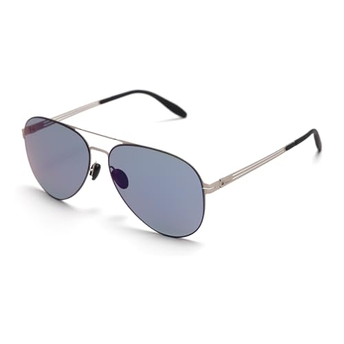 Classic Premium Aviator Sunglasses for Men and Women, Matte Grey Frame with Polarized Blue Lenses, Full UV Protection2