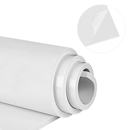 Neoprene Sponge Rubber Foam Sheets with Adhesive Backing, 12' x 60' x 1/2' White Foam Roll Insulation Board Soundproof Neoprene Mat, Great for Cosplay Padding, DIY, Gaskets, Costume, Crafts