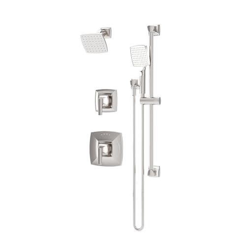 Symmons Oak HydroMersion Double Handle Shower Trim Kit with Hand Spray in Satin Nickel (Valve Not Included) - 5695STN15TRM by Symmons - Used condition - US$176.47