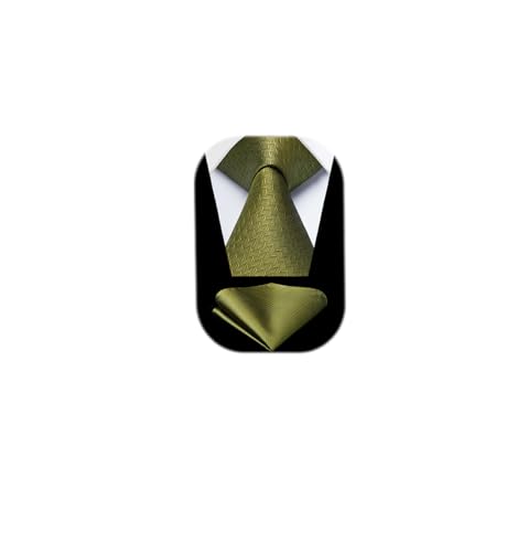 Image of HISDERN Ties for Men Solid Houndstooth Neckties Handkerchief Formal Business Tie & Pocket Square Set Wedding Party