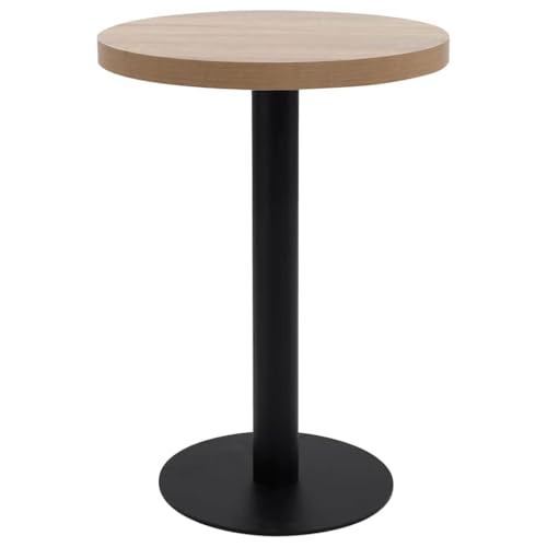 vidaXL Bistrotisch für 2 Personen Bartisch Bartresen Stehtisch Esstisch Tisch Tresentisch Küchentisch Partytisch Hellbraun 60cm MDF