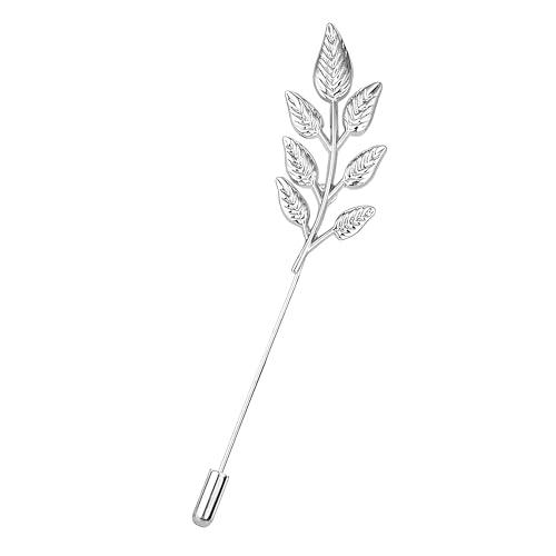 Image of coadipress Gentlemen Gold Silver Leaf Brooches Simple Elegant Retro Double Leaf Collar Pin Brooch Gold Silver Plant Leaves Brooches