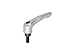 Kipp 06460-2A43X20 Zinc Adjustable Handle with 3/8-16" External Thread, Modern Design Style, Steel Components, Inch, Silver Metallic Powder-Coated Finish, Size 2, 20 mm Screw Length