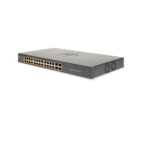 Image of Cambium Networks cnMatrix EX1028-P Switch- 56 Gbps Throughput- 24 Ethernet PoE+ Enabled Ports- 4 SFP Fiber Uplink Ports - 512 MB DRAM - 128 MB Flash Storage (No Power Cord, USA Only)- MX-EX1028PxA-1