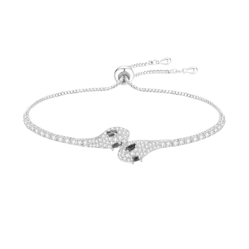 WETMT Silver Snake Bracelet for Women Open Serpent Bangle Bracelet Adjustable Jade Statement Snake Bracelets Trendy Cubic Zirconia Crystal Bracelets Vintage Fashion Jewelry Accessories