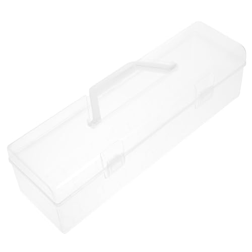 FOMIYES Estuche de Almacenamiento Portátil Grande Transparente Asa Caja de Pintura para Bolígrafos y Lápices Organizador de Herramientas de Mano Resistente y Práctico para Uso Diario en
