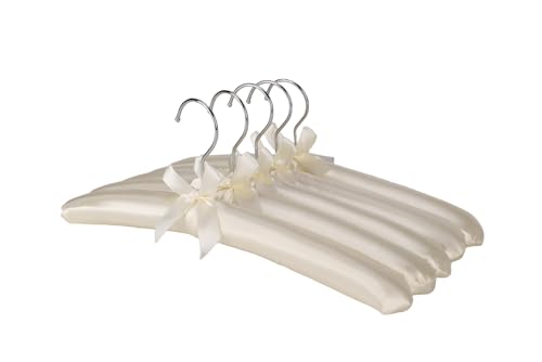 Xiabing Anti-Slip Satin Padded Clothes Hangers with Rotatable Hooks No Shoulder Bump for Women Heavy Sweaters Coats Suits (5 Cream-colored)