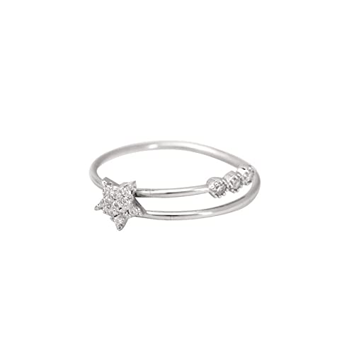 Bague ouverte en argent 925 avec zircon étoilé pour femme et fille
