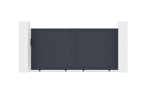 Casanoov Portail coulissant 3m EIGER H.140cm + Portillon 1m EIGER H.140cm aluminium gris