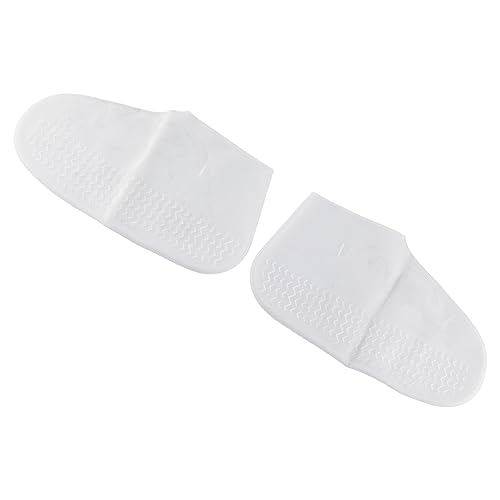 Image of Dioche Waterproof Shoe Covers, Reinforced Slip Silicone Shoes Cover, Adult Thicken Elastic Silicone White Overshoes Rain Waterproof Shoe Covers Protector, for Rainy and Snowy Days(15 * 10 * 1cm-L), L,