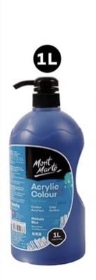 Shauna.C Montmartre acrylic paint, large bucket 1L, hand-painted, wall painting special, acrylic paint DIY, fast waterproof paint, art teacher recommended(Phthalo blue)