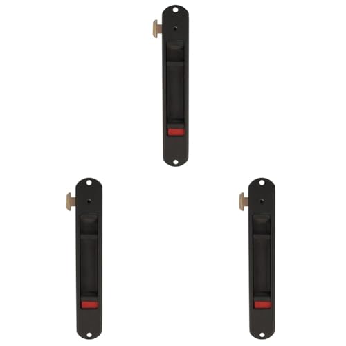 Amig   Cierre de Embutir para Ventanas y Puertas Correderas de Aluminio | Cerradura de Gancho para Empotrar | Aluminio | Color Negro | Medidas: 174 x 29 mm (Paquete de 3)