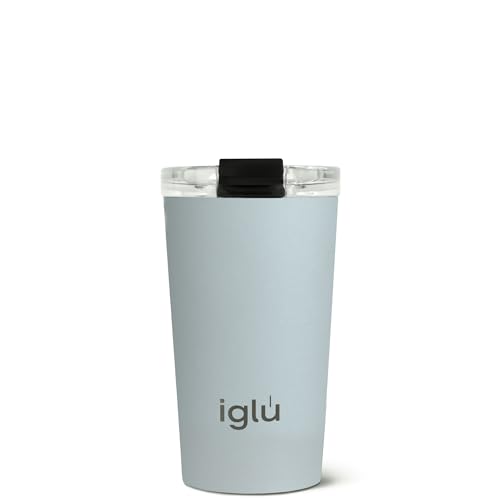iglu Reusable Coffee Cup | Thermal Insulated Stainless Steel Travel Mug with Screw Lid | Leakproof & Double Walled - Great for Hot & Cold Drinks | Premium Eco-Friendly Gift (Arctic Blue, 12.5oz)
