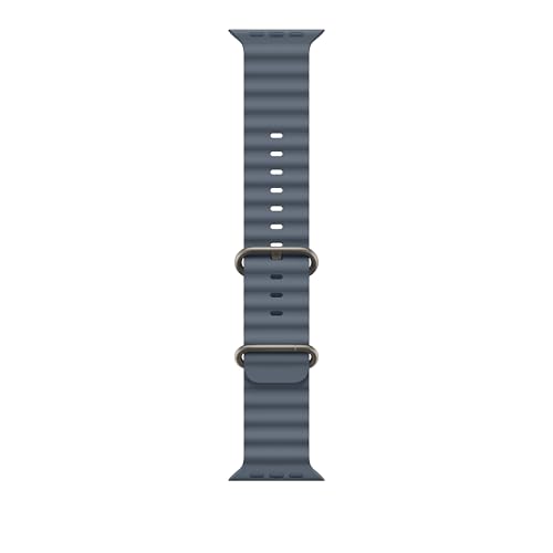 Apple Watch Band - Ocean Band - 49mm - Anchor Blue - One Size - Natural Titanium Finish